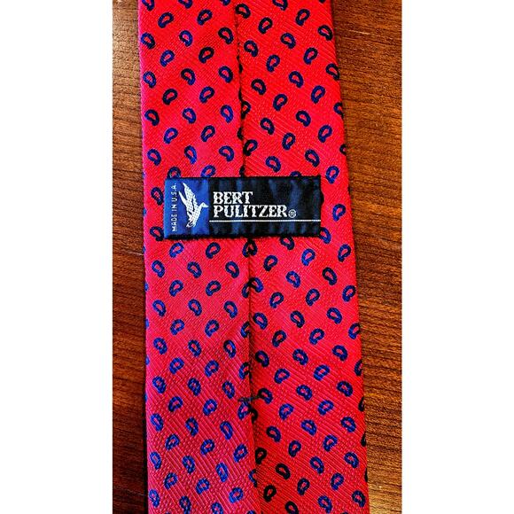 Bert Pulitzer 100% Silk Red Tie, Blue Accents NWOT, New - Picture 1 of 5